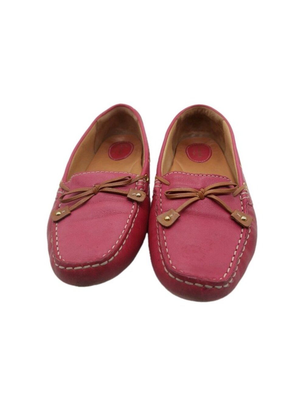 Clarks Womens Red Leather Slip-On Loafer Size 8.5 M Flats Round Toe Bow